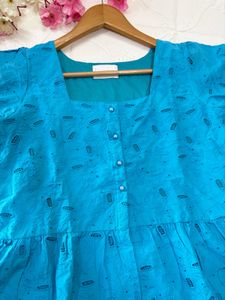 Blue Hakoba Peplum Top