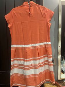 Orange n White Striped Dress 👗 Matching Bag
