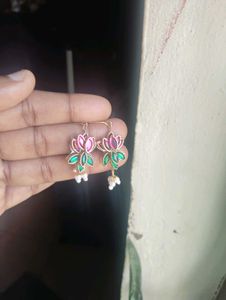 Lotus Flower Dangle Earrings