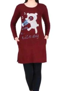 Maroon &#39;Have A Nice Day&#39; Tunic