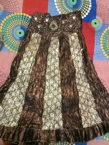 Brown Beaded Girls Top
