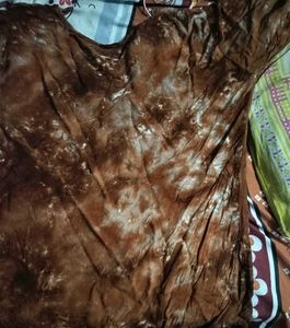 Brown Tie-Dye Embroidered Top