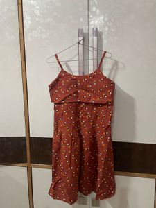 Casual Brown Printed Dress