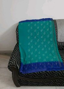 Green &amp; Blue Embellished Saree