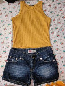 Mustard Ribbed Tank Top - Size M