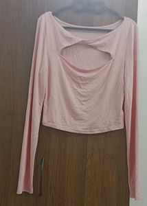 Pink Cutout Long Sleeve Top