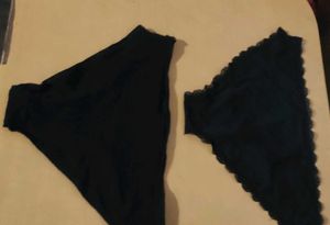 Black Lace Trim Panties - Size L. Most Comfortable
