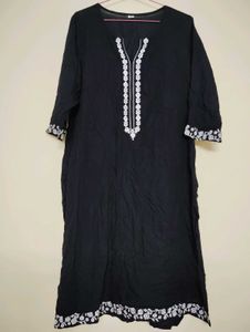 Black Embroidered Kurti Dress