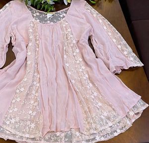 Pink Lace Trimmed Top