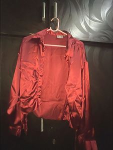 Burgundy Satin Shirt