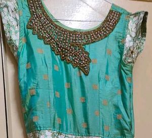Elegant Aqua &amp; Green Dress