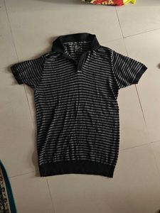 Black Striped Men Polo T-shirt