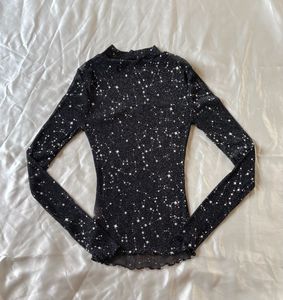 Shein Black Mesh Net Full Sleeves Top