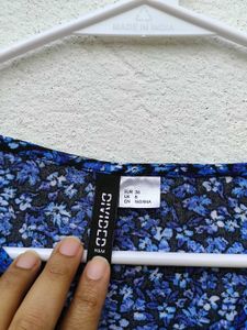 H&amp;M Blue Front Button Dress Size 8