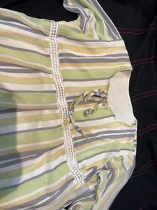 Striped Tie-Neck Top