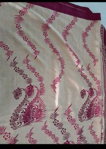 Beige Floral Printed Silky Saree😍🦄