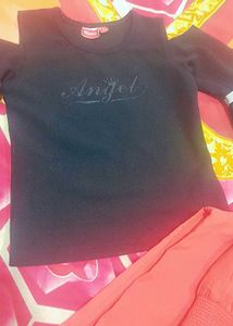 Black 'Angel' Cold Shoulder Top