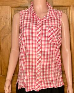 Red & White Plaid Sleeveless Top