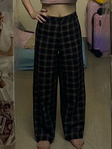 Plaid Wide Leg Trousers