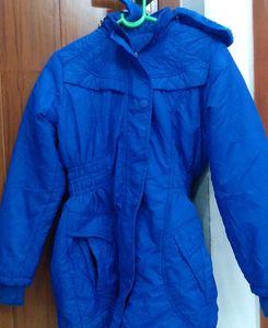 Blue Hooded Winter Coat