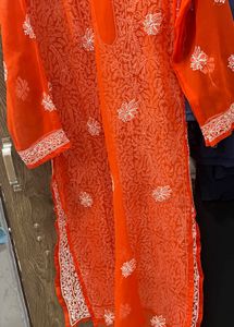 Orange Embroidered Kurta