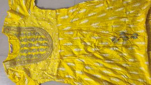 Yellow Embroidered Dress Material