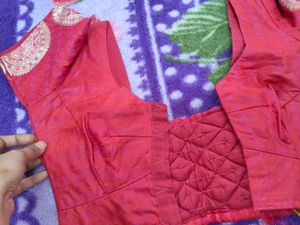 Red Quilted Embellished Blouse