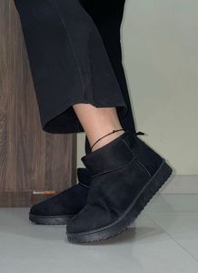 Suede Fur Boots Ankle Length