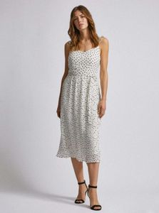 Polka Dot Pleated Midi Dress
