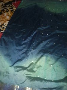 Saree Fabric - Teal &amp; Green