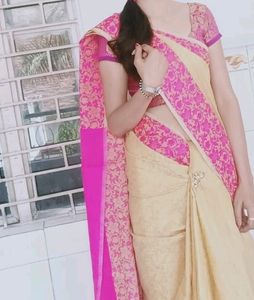 Off White White Coloured Beautiful Cotton Silk Saree