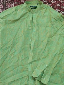 Lime Green Mandarin Collar Shirt