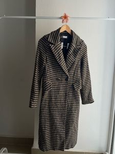 HOUNDSTOOTH LONG LINE Single Breasted Overcoat