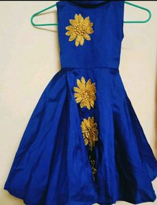 Ink Blue Color Silk Cotton Frock