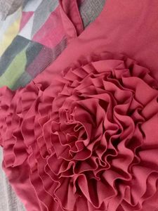 Coral Ruffle One-Shoulder Tank