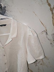 Zudio White Textured Crop Top