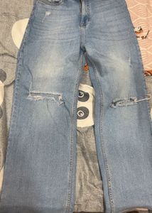 Distressed Wide-Leg Jeans