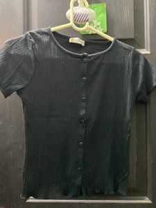 Front Button Crop Top