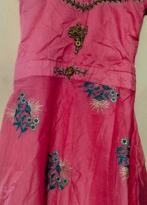 Pink Floral Embroidered Dress
