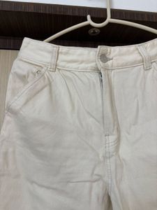 H&amp;M Wide Leg Beige Carpenter Pants