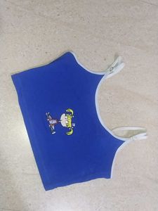 Blue Cartoon Print Crop Top