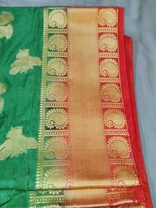 Green &amp; Gold Banarasi Silk Saree❤️