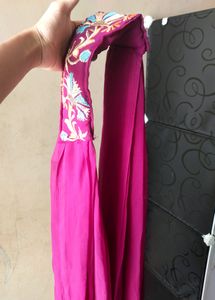 Women Dark Wine Thread Embroidery Dress Set