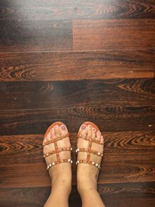 Tan Studded Flats