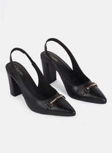 Black Slingback Block Heels