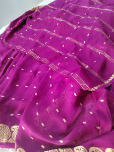 Magenta Saree with Gold Detail