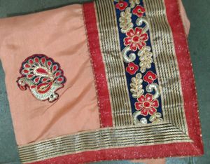 Heavy Border Saree  Patch Work With Blouse