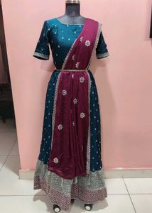 Elegant Teal & Maroon Lehenga Choli Set