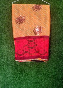 Black Floral Print Saree