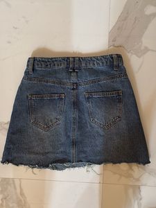 Distressed Denim Mini Skirt